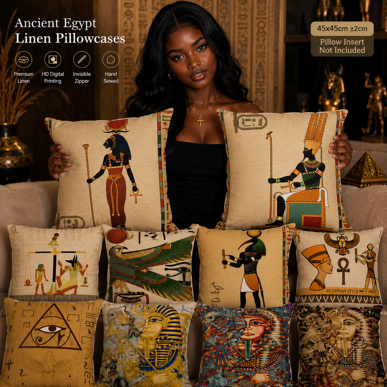 West Mount Egypt Ancient Egyptian Linen Pillowcase