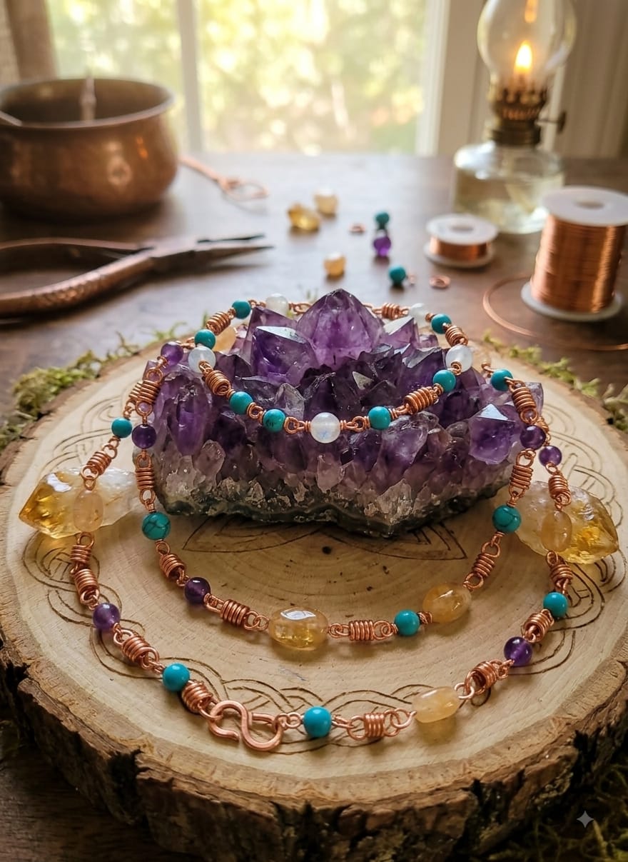 Copper,Amathyst,Citrine and Turquoise